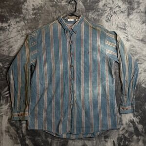 Vintage Manhattan Button Up Striped Long Sleeve Flannel Long Sleeve Size XL
